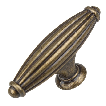 Gliderite Hardware 2-1/2 in. Antique Brass Fluted Cabinet T-Knob - 4047-AB, 25PK 4047-AB-25